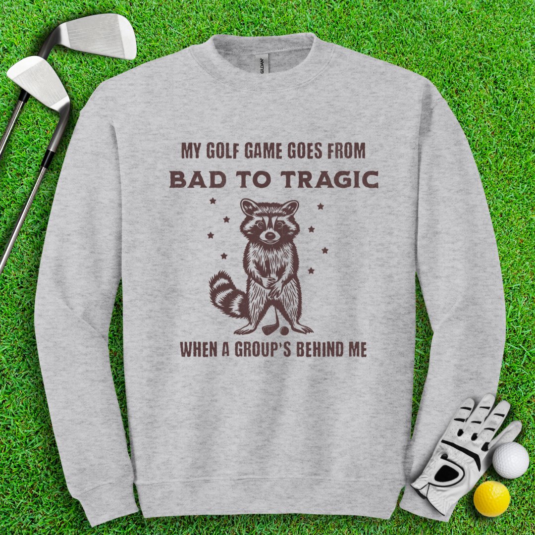 Bad to Tragic Golf Raccoon Crewneck - TeeHee Golf Gear
