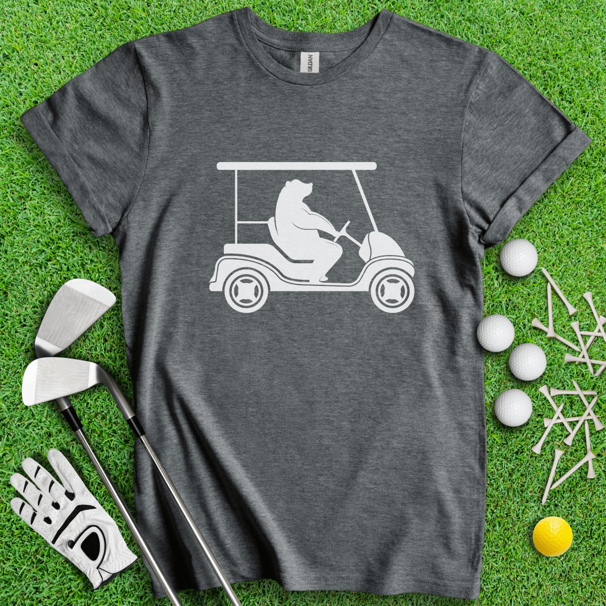 Bear Driving Golf Cart Icon T - Shirt - TeeHee Golf Gear