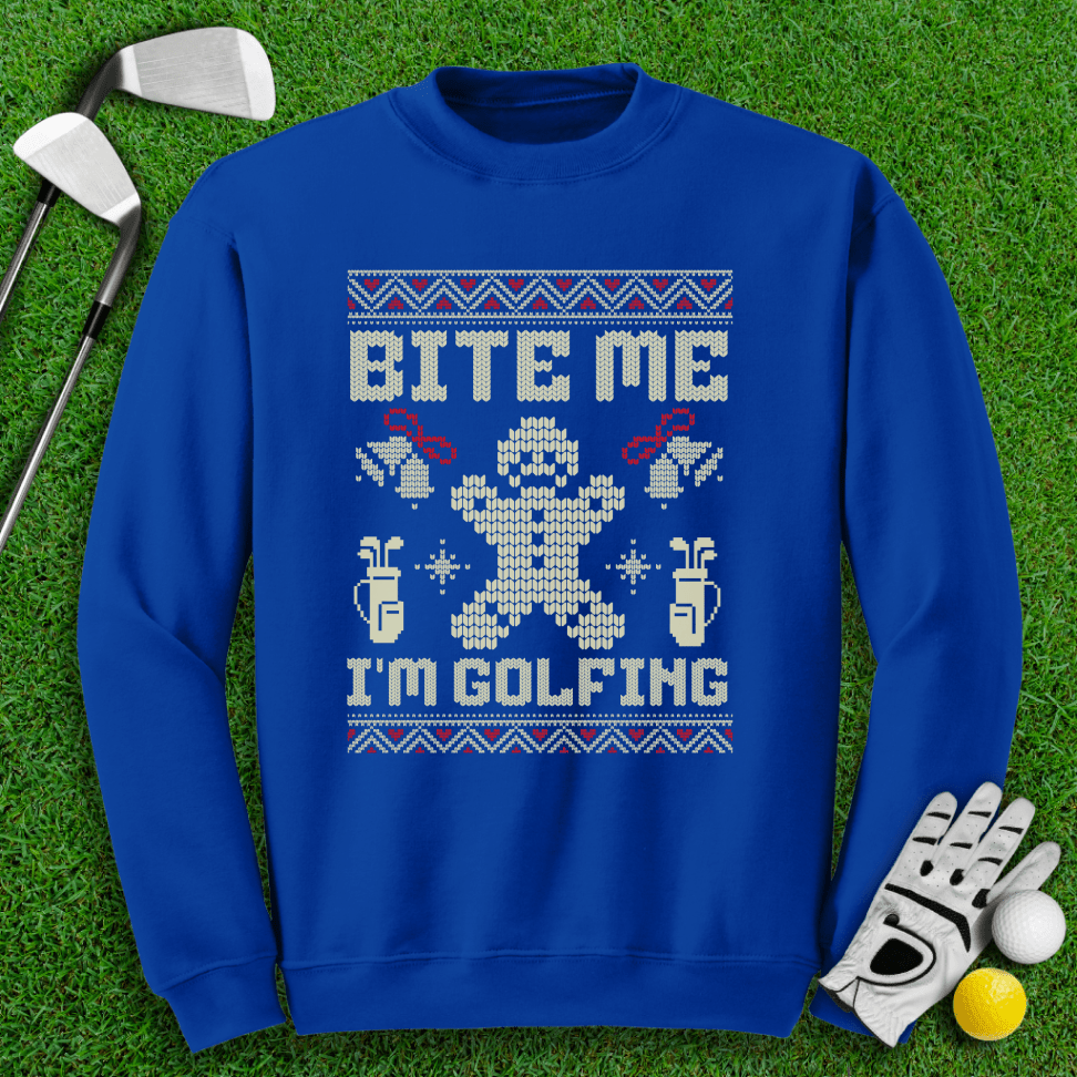 Bite Me, I’m Golfing Ugly Sweater - TeeHee Golf Gear