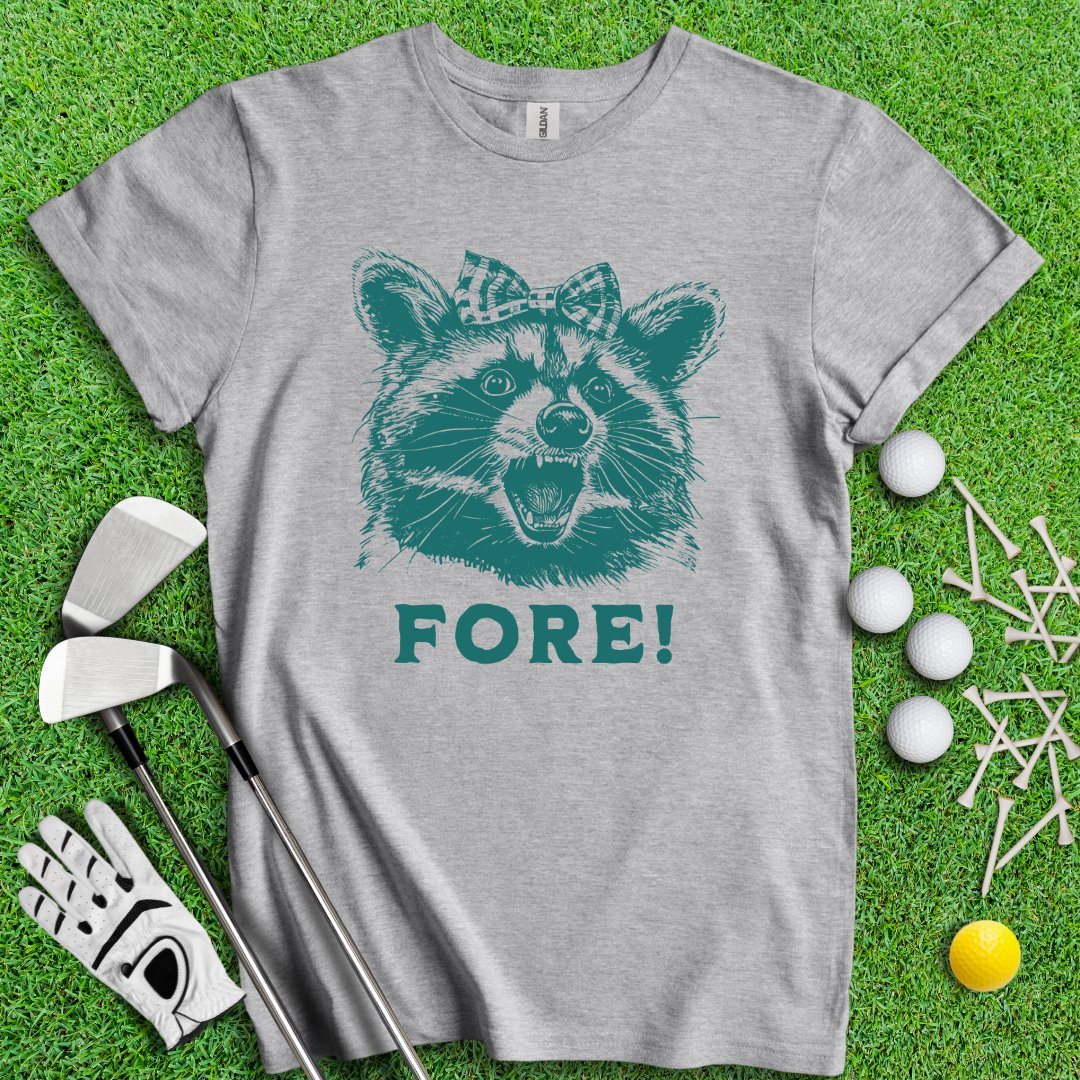 Fore! Raccoon T-Shirt - TeeHee Golf Gear