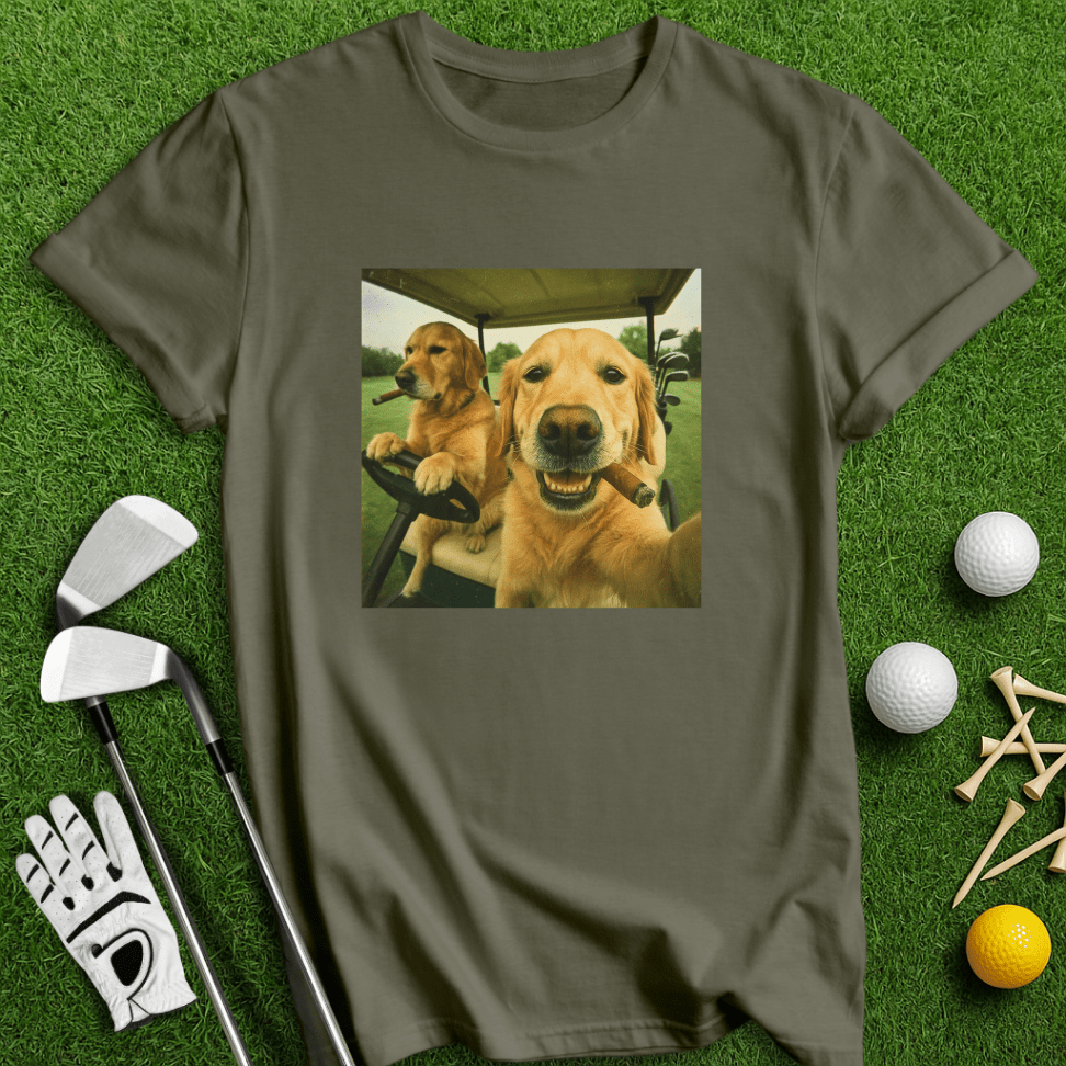 Golden Retriever Golfers Selfie T-shirt - TeeHee Golf Gear