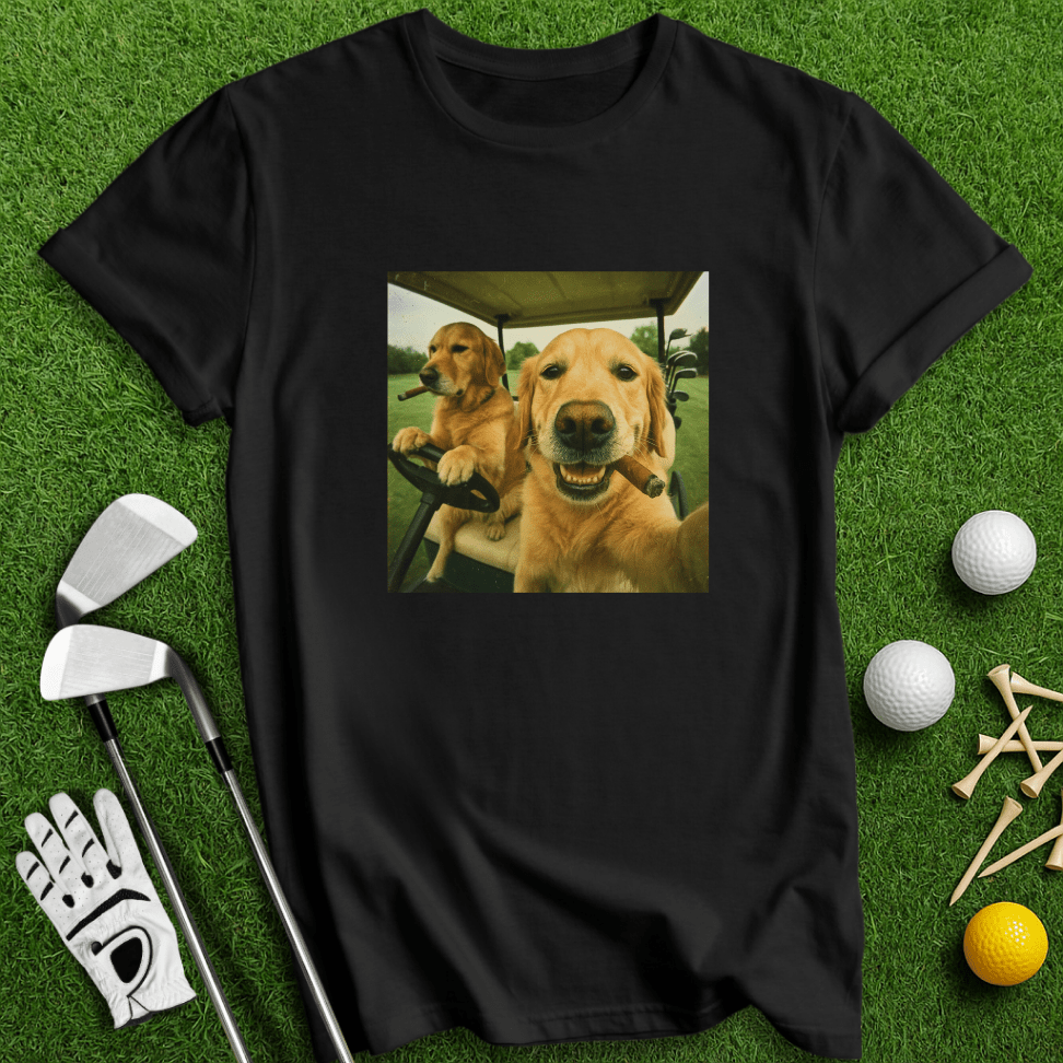 Golden Retriever Golfers Selfie T-shirt - TeeHee Golf Gear