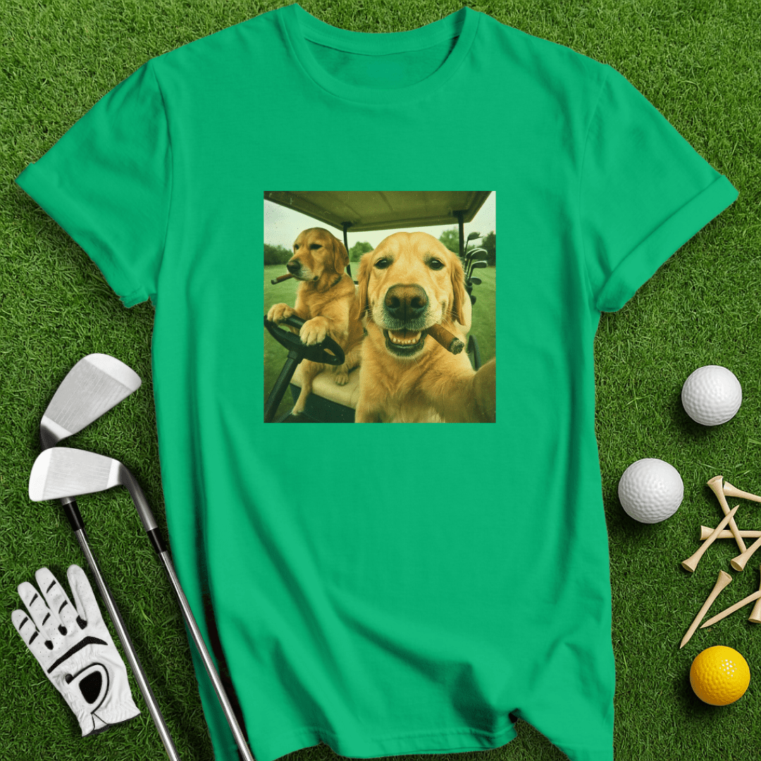 Golden Retriever Golfers Selfie T-shirt - TeeHee Golf Gear