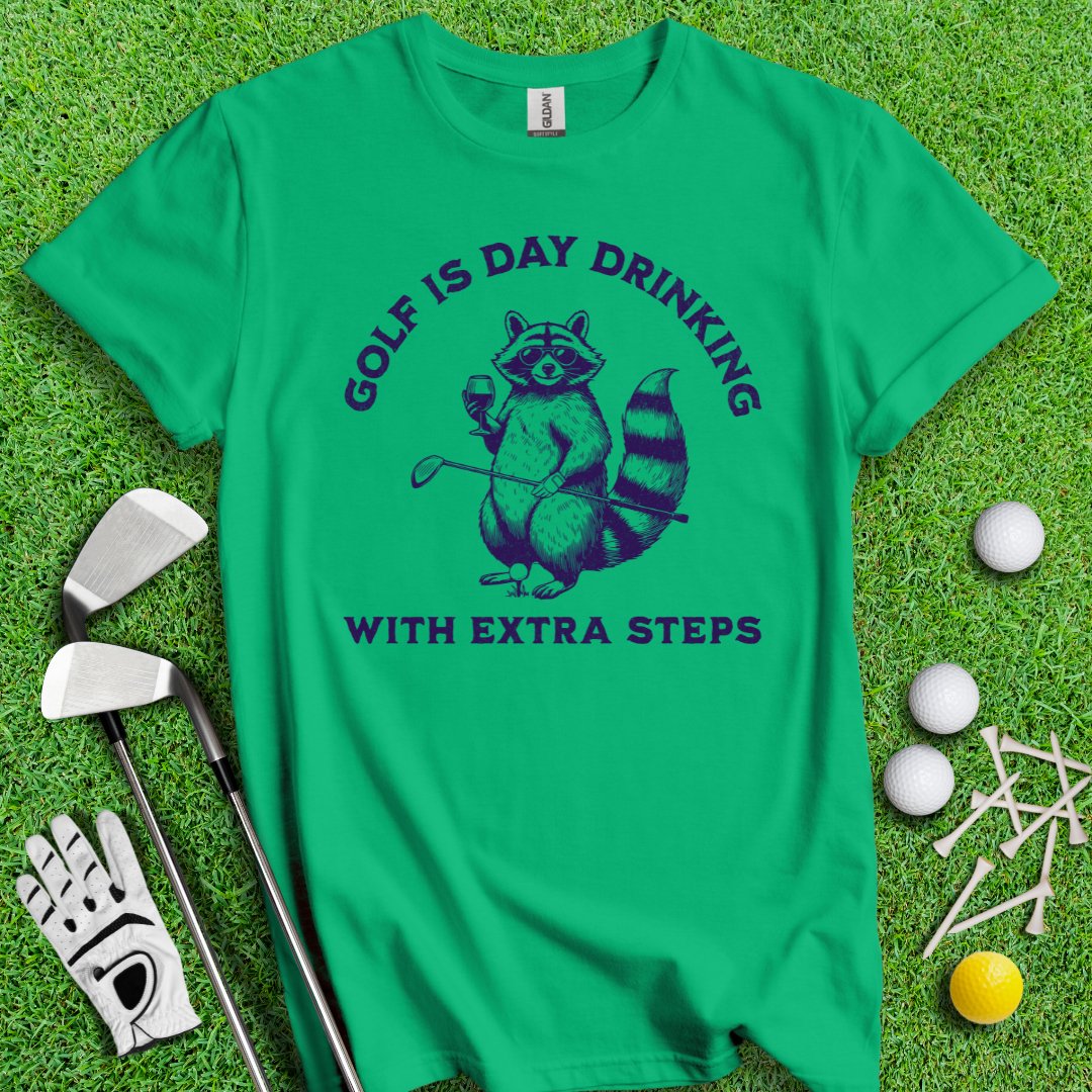 Golf Is Day Drinking Raccoon T-shirt - TeeHee Golf Gear