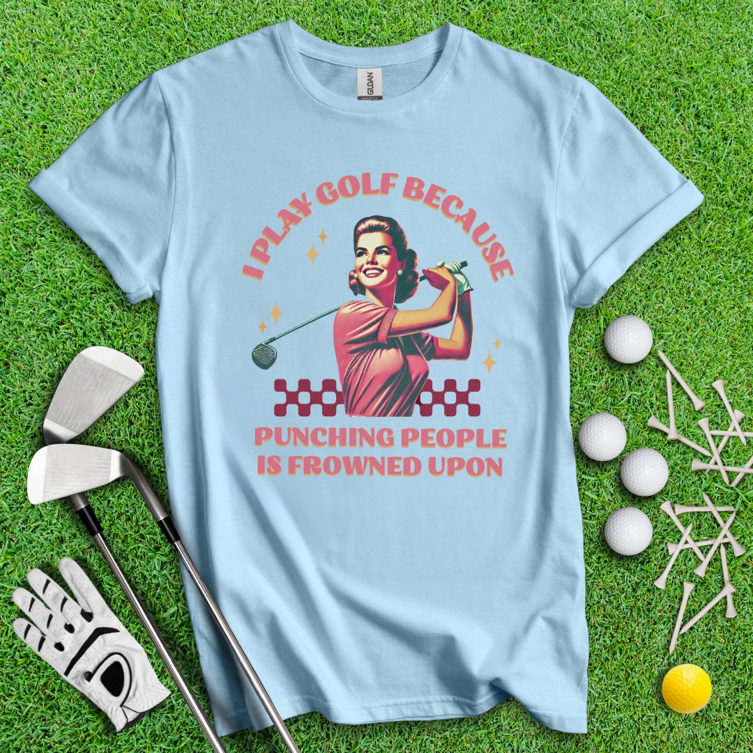 Golf Over Punching People Retro T-Shirt - TeeHee Golf Gear
