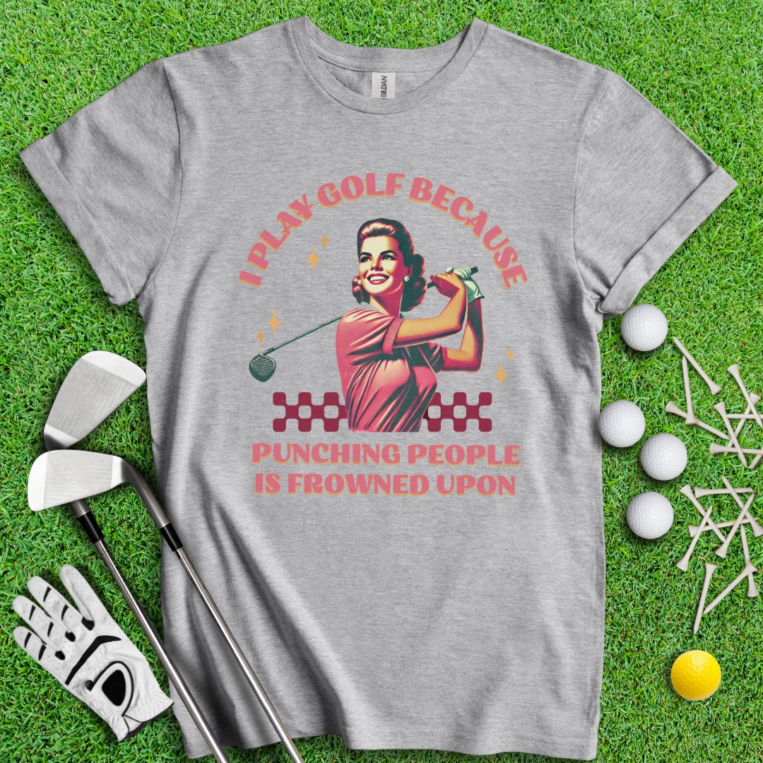Golf Over Punching People Retro T-Shirt - TeeHee Golf Gear