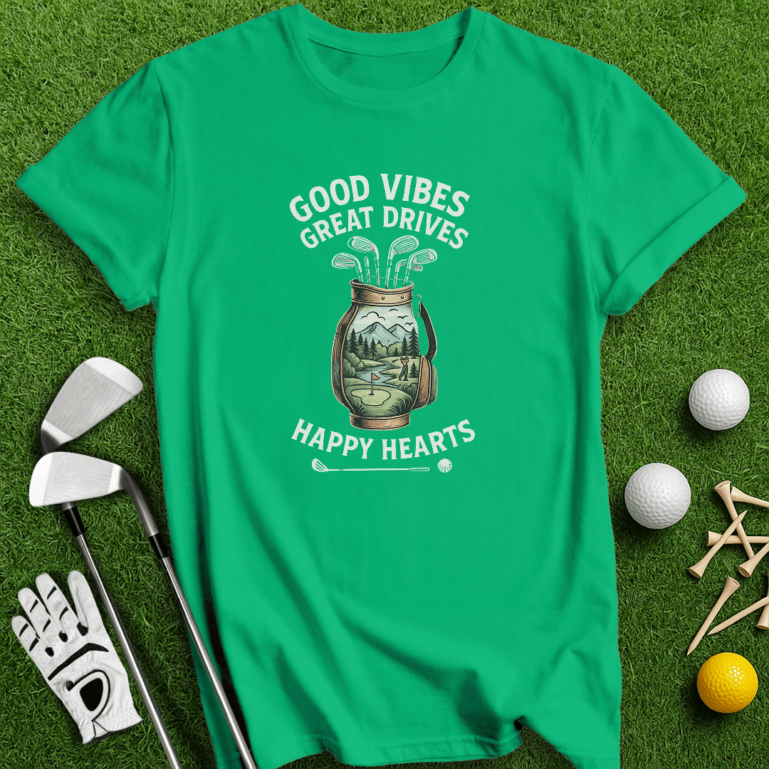 Good Vibes, Happy Heart T-shirt - TeeHee Golf Gear