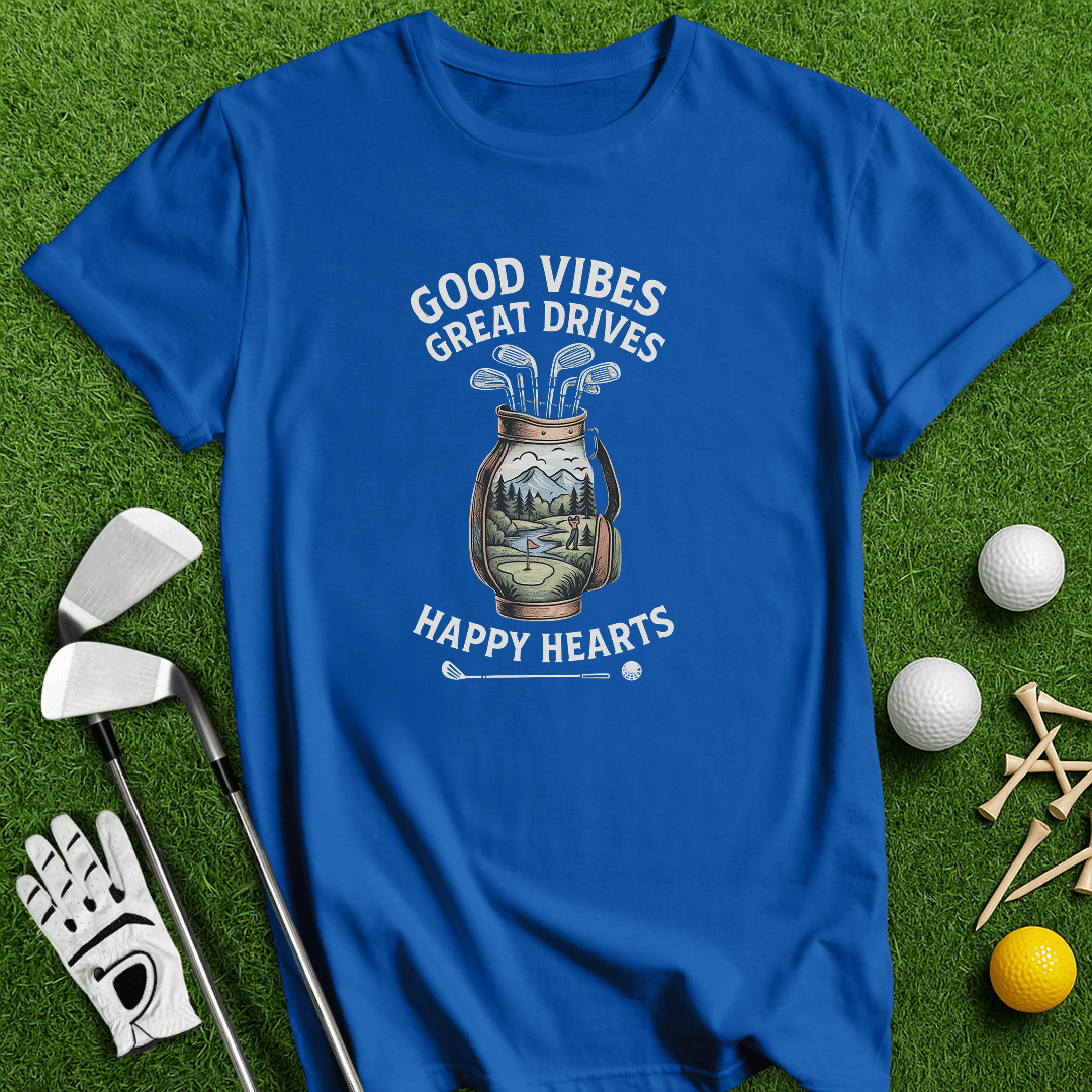 Good Vibes, Happy Heart T-shirt - TeeHee Golf Gear