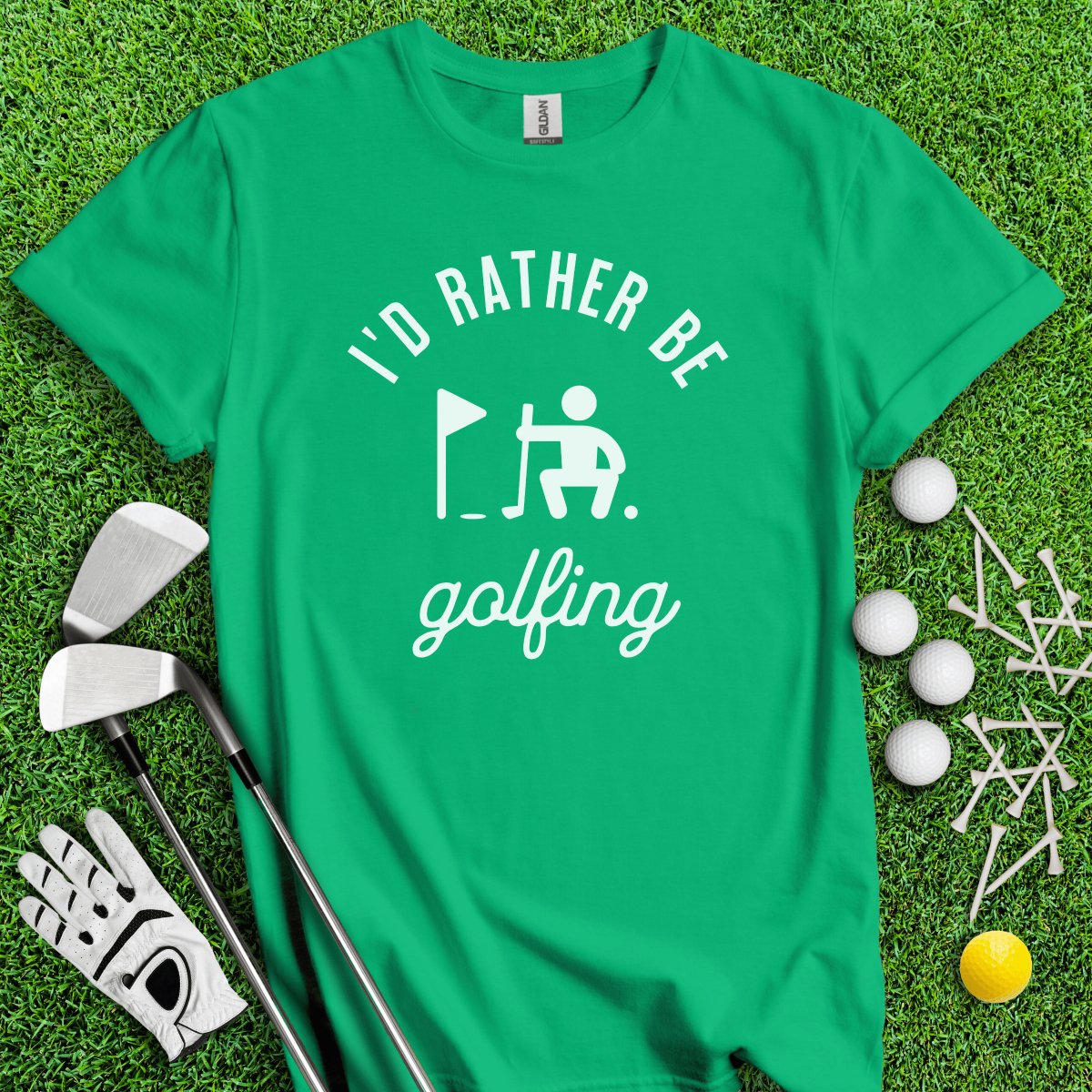 I'd Rather Be Golfing Funny Golf T - Shirt - TeeHee Golf Gear