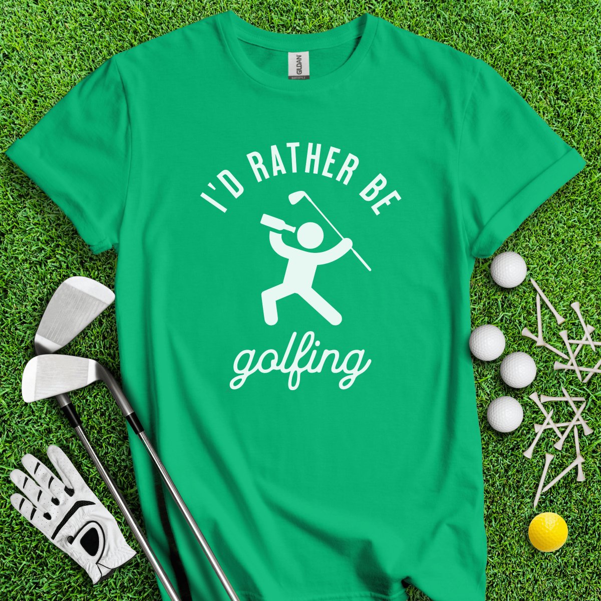 I'd Rather Be Golfing Funny Golf T - Shirt - TeeHee Golf Gear