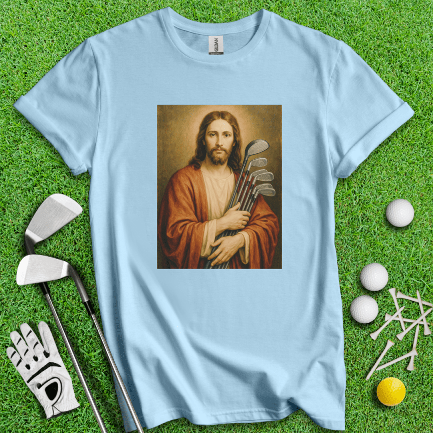Jesus Hold Golf Clubs T-Shirt - TeeHee Golf Gear