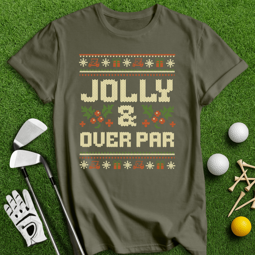 Jolly & Over Par Ugly Sweater T-shirt - TeeHee Golf Gear