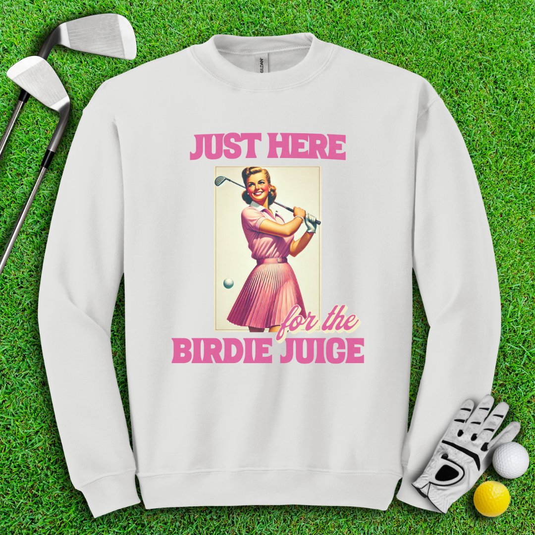 Just Here For The Birdie Juice Retro Crewneck - TeeHee Golf Gear
