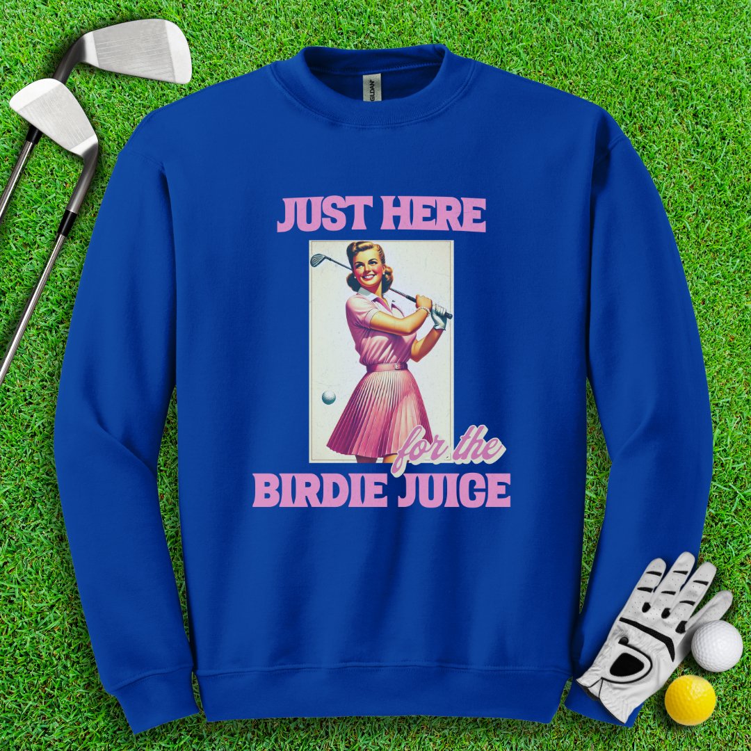 Just Here For The Birdie Juice Retro Crewneck - TeeHee Golf Gear