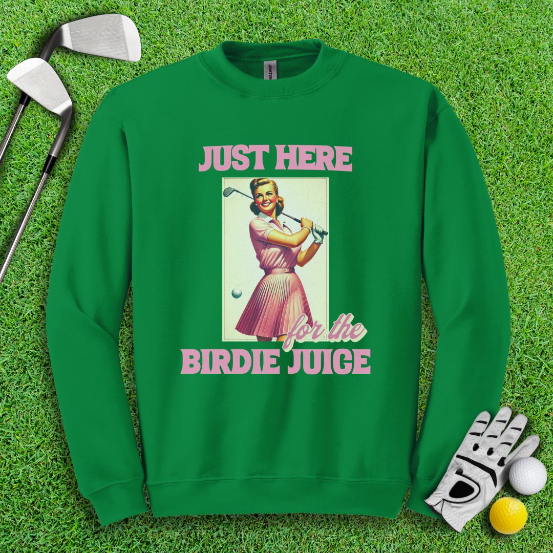 Just Here For The Birdie Juice Retro Crewneck - TeeHee Golf Gear