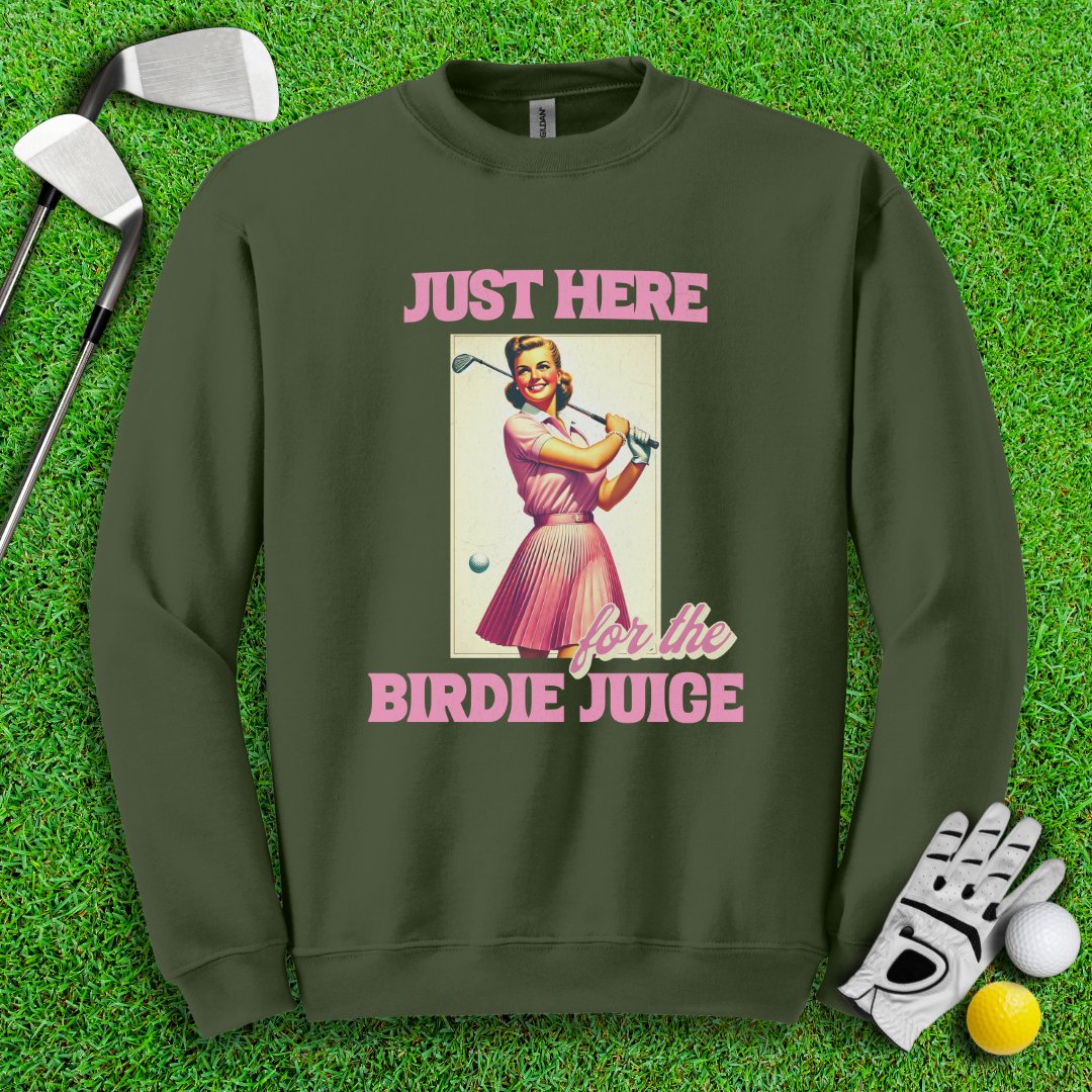 Just Here For The Birdie Juice Retro Crewneck - TeeHee Golf Gear