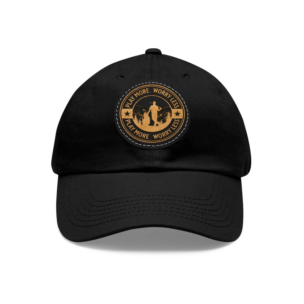Play More Worry Less Leather Patch Hat - TeeHee Golf Gear