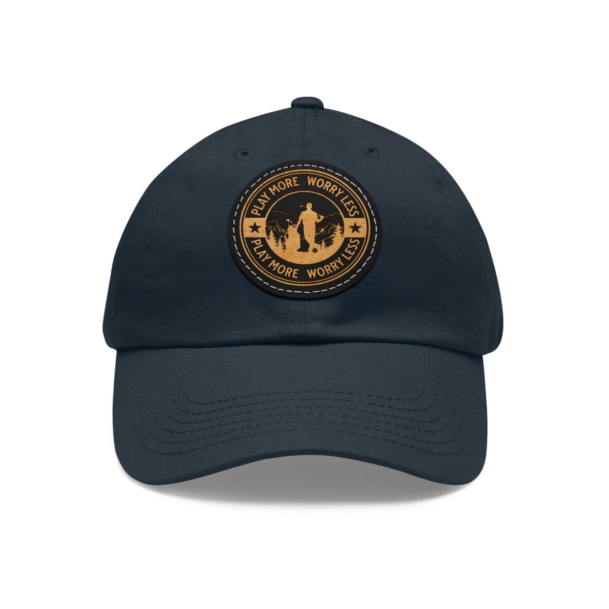 Play More Worry Less Leather Patch Hat - TeeHee Golf Gear