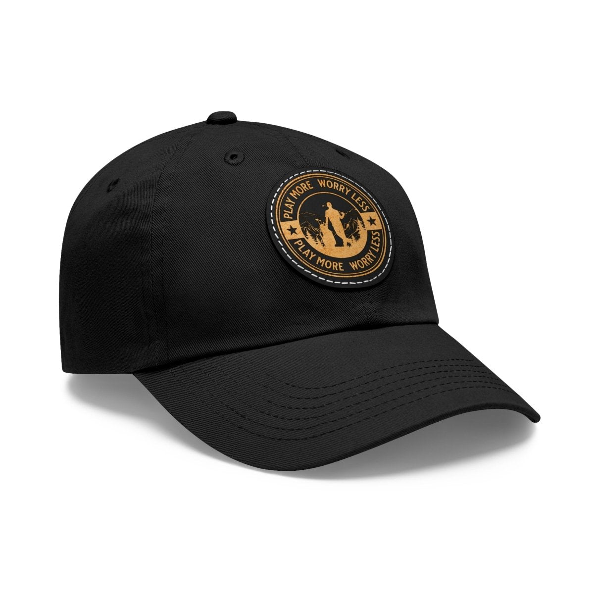 Play More Worry Less Leather Patch Hat - TeeHee Golf Gear