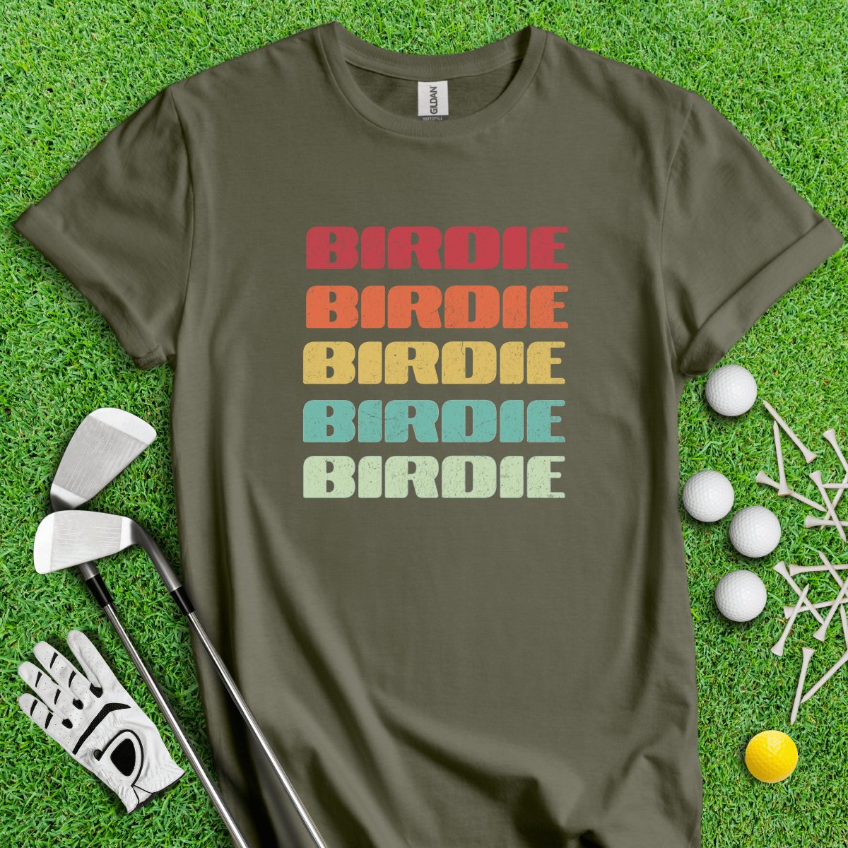 Retro Font Birdie Golf T - Shirt - TeeHee Golf Gear