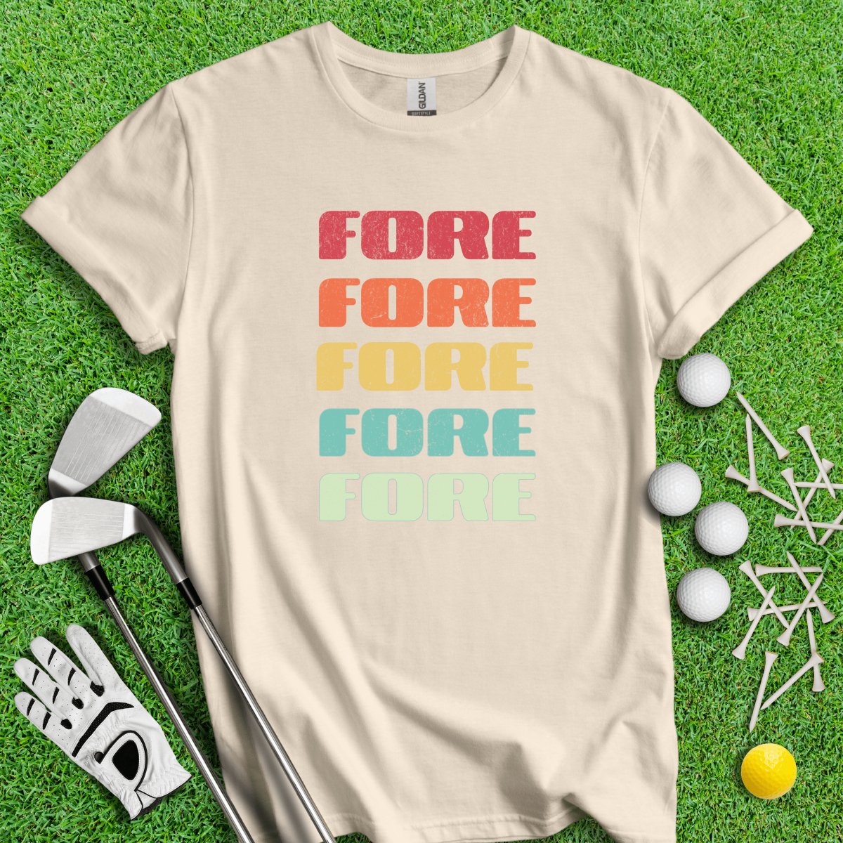 Retro Font Fore Golf T - Shirt - TeeHee Golf Gear