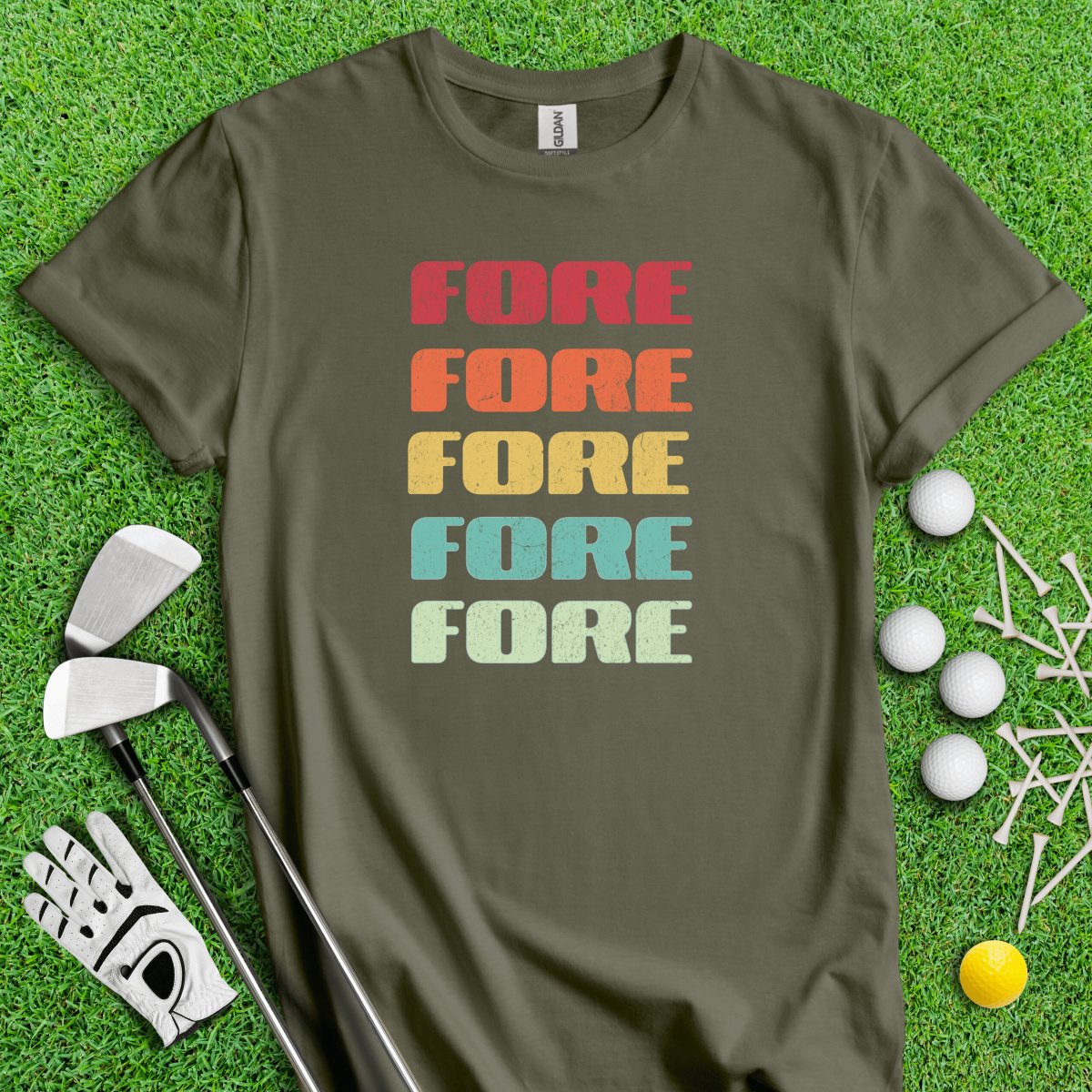 Retro Font Fore Golf T - Shirt - TeeHee Golf Gear