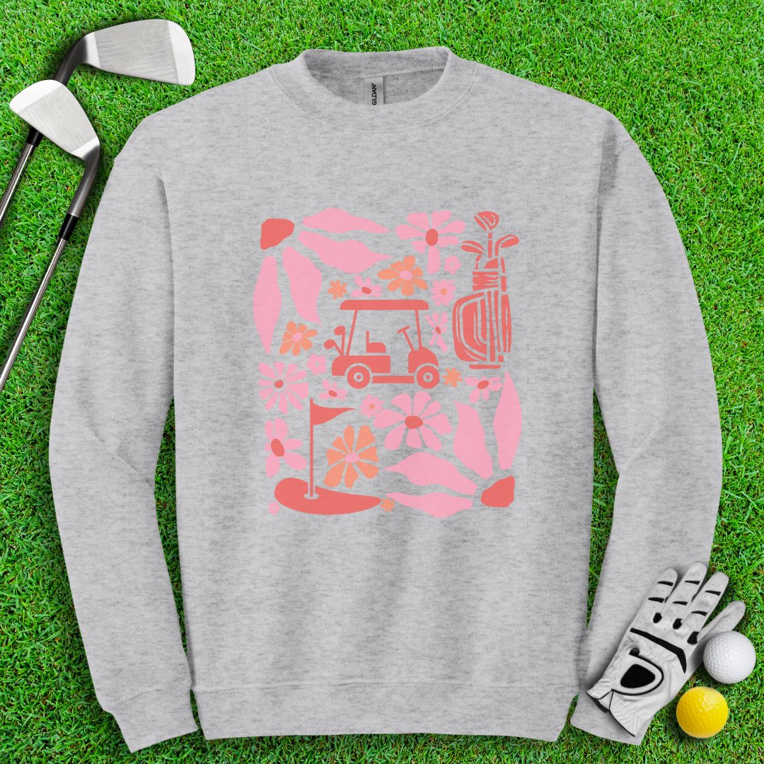Retro Pink Boho Golf Crewneck - TeeHee Golf Gear