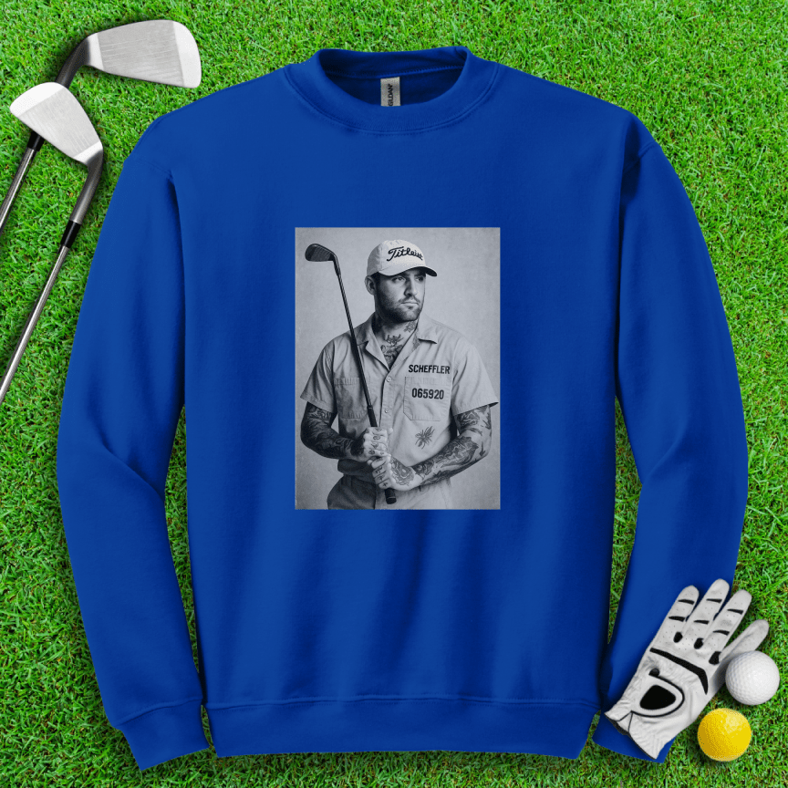 Scottie Scheffler Retro Mugshot Crewneck - TeeHee Golf Gear