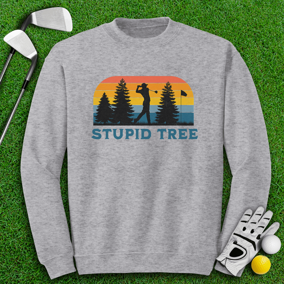 Stupid Tree Retro Sunset Crewneck - TeeHee Golf Gear