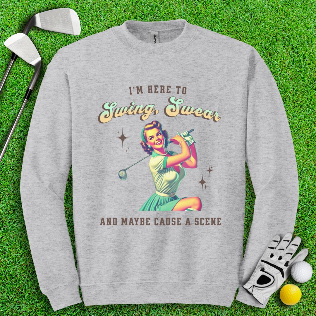 Swing, Swear & Cause A Scene Crewneck - TeeHee Golf Gear