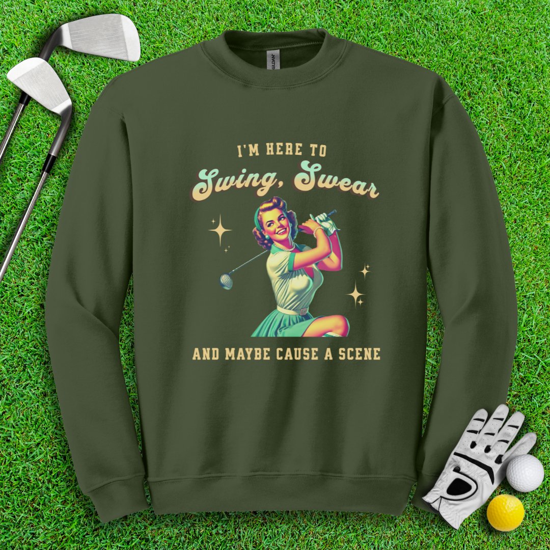 Swing, Swear & Cause A Scene Crewneck - TeeHee Golf Gear