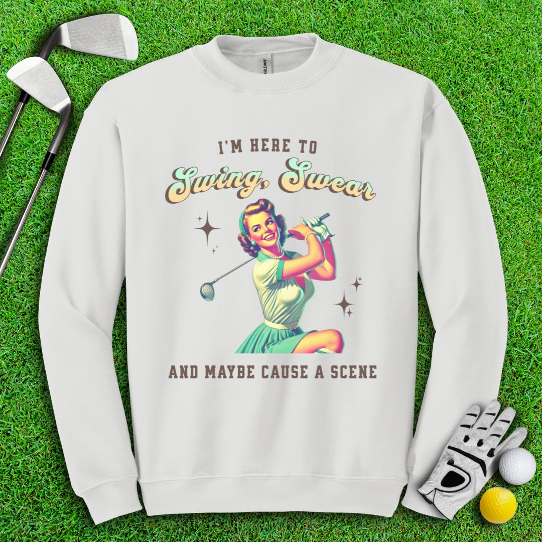 Swing, Swear & Cause A Scene Crewneck - TeeHee Golf Gear