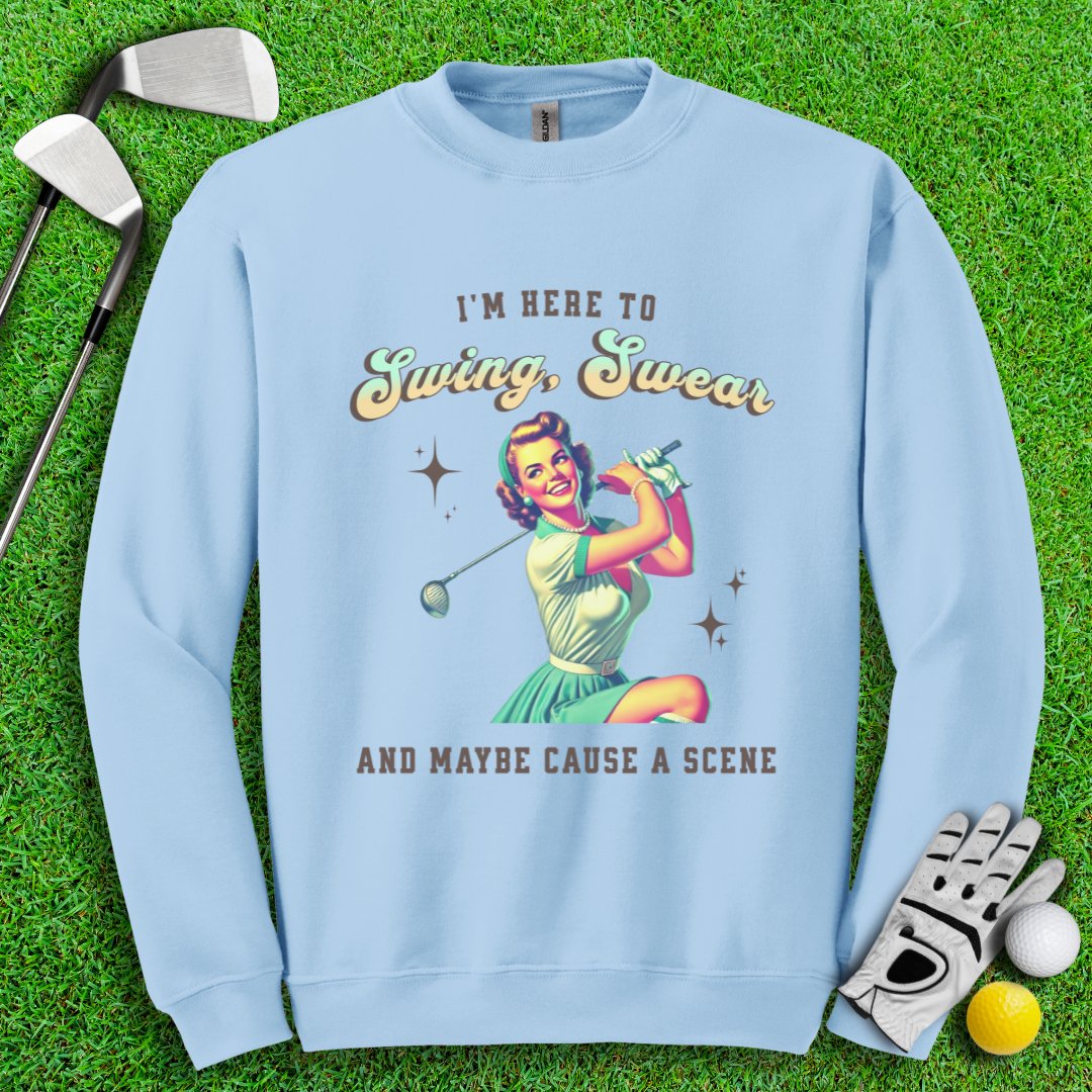Swing, Swear & Cause A Scene Crewneck - TeeHee Golf Gear