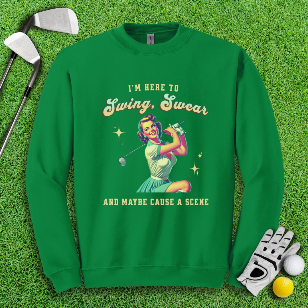 Swing, Swear & Cause A Scene Crewneck - TeeHee Golf Gear