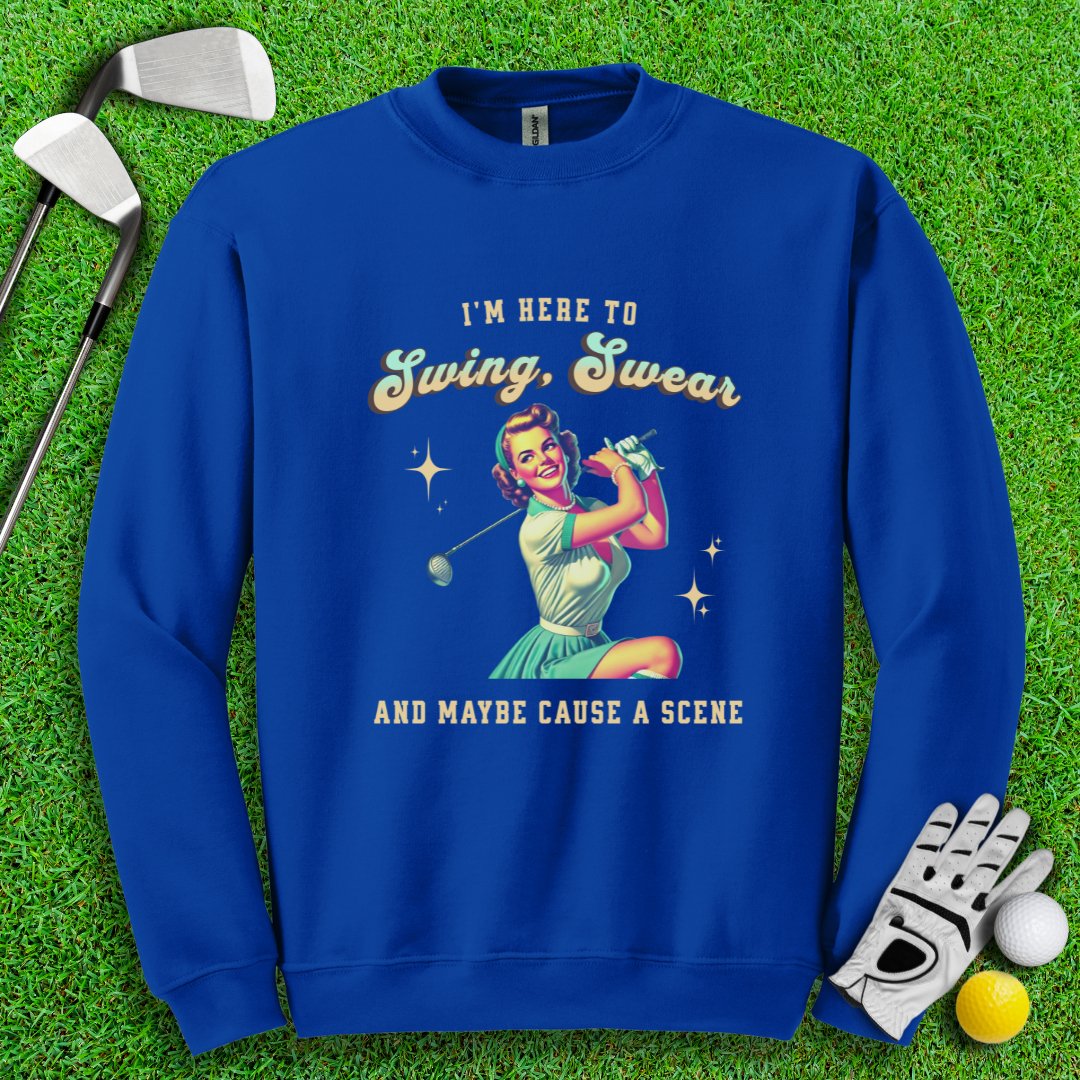 Swing, Swear & Cause A Scene Crewneck - TeeHee Golf Gear