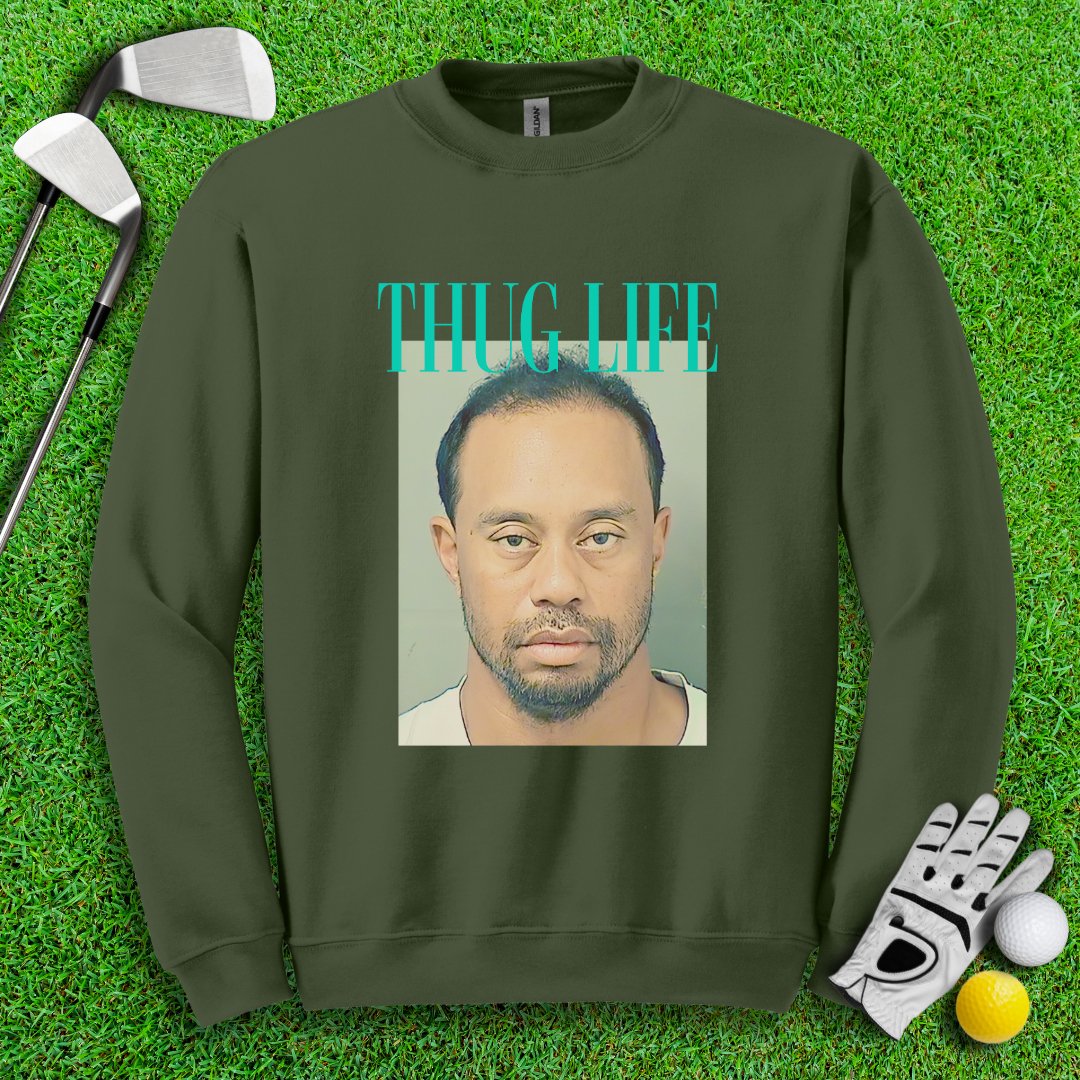 Thug Life - Tiger Woods Mugshot Crewneck - TeeHee Golf Gear
