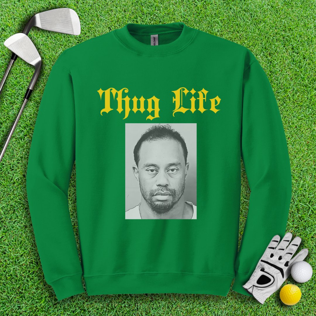 Thug Life - Tiger Woods Mugshot Crewneck - TeeHee Golf Gear