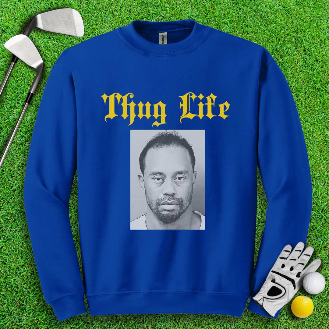 Thug Life - Tiger Woods Mugshot Crewneck - TeeHee Golf Gear