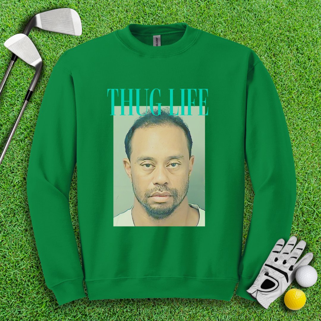Thug Life - Tiger Woods Mugshot Crewneck - TeeHee Golf Gear