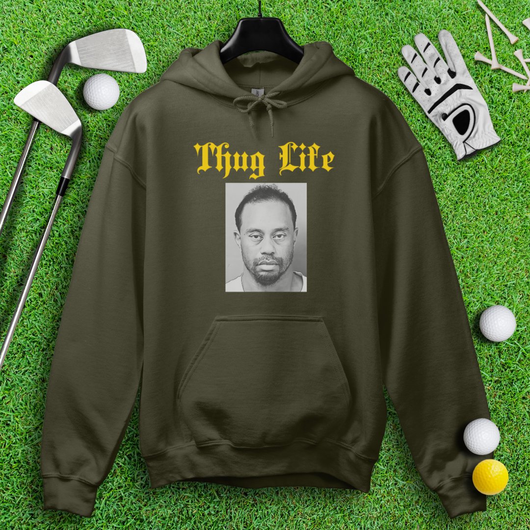 Thug Life - Tiger Woods Mugshot Hoodie - TeeHee Golf Gear