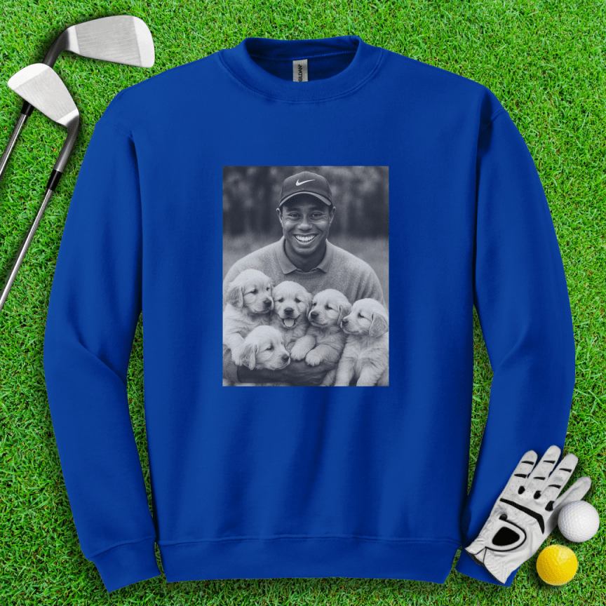 Tiger VS. Golden Puppies Crewneck - TeeHee Golf Gear