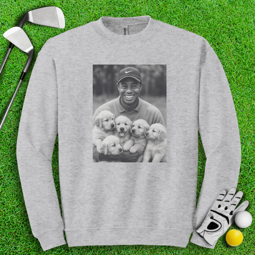 Tiger VS. Golden Puppies Crewneck - TeeHee Golf Gear