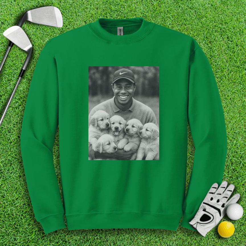 Tiger VS. Golden Puppies Crewneck - TeeHee Golf Gear