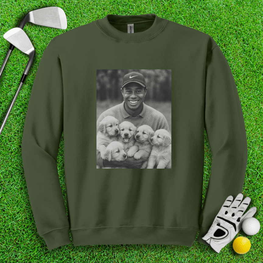 Tiger VS. Golden Puppies Crewneck - TeeHee Golf Gear