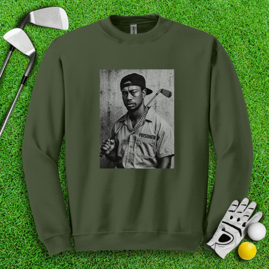 Tiger Woods Retro Mugshot1 Crewneck - TeeHee Golf Gear
