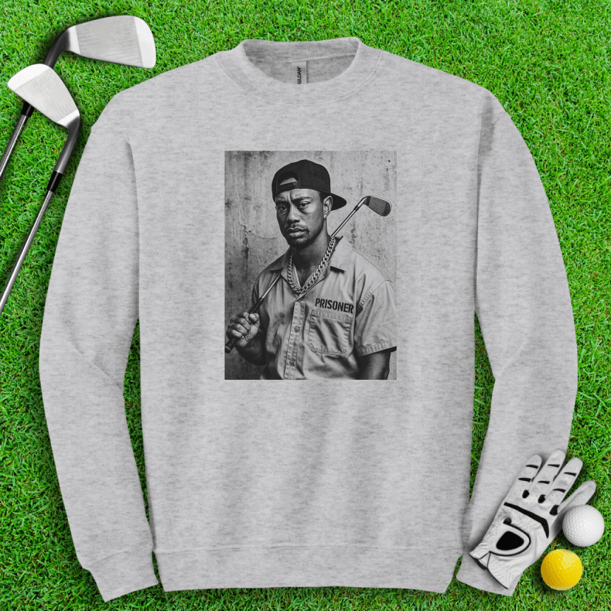 Tiger Woods Retro Mugshot1 Crewneck - TeeHee Golf Gear