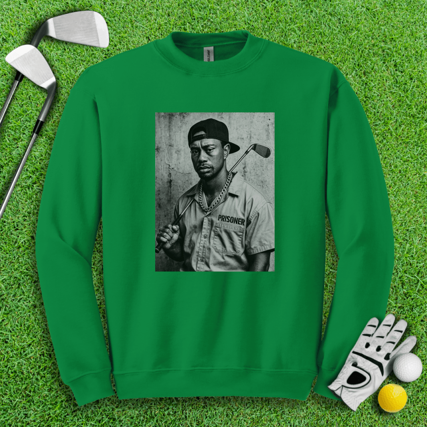 Tiger Woods Retro Mugshot1 Crewneck - TeeHee Golf Gear