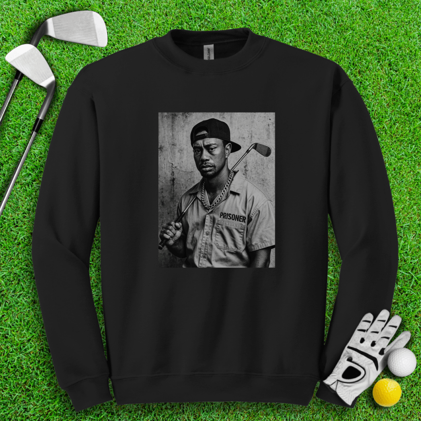 Tiger Woods Retro Mugshot1 Crewneck - TeeHee Golf Gear