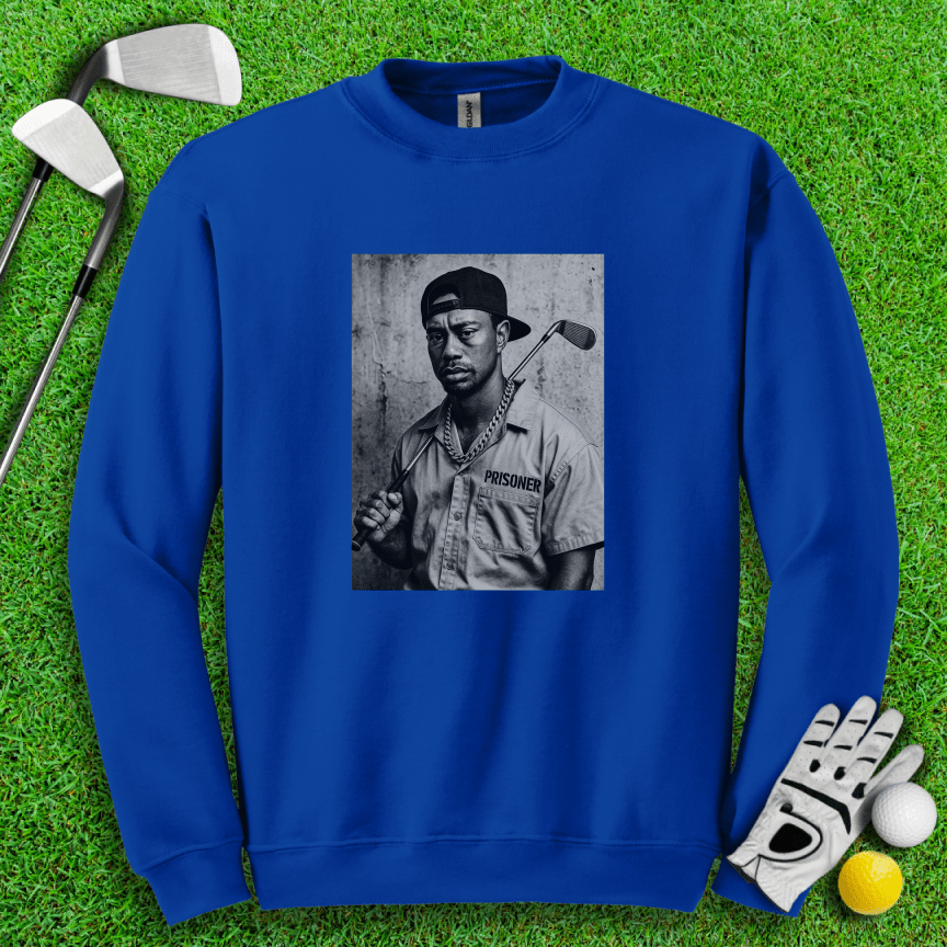 Tiger Woods Retro Mugshot1 Crewneck - TeeHee Golf Gear