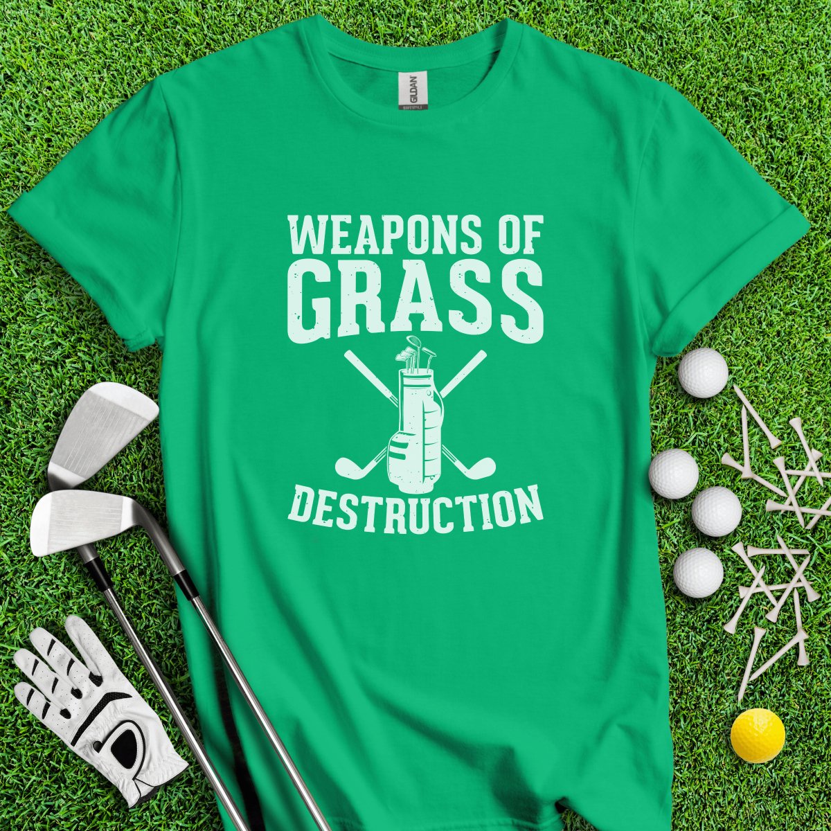 Weapons Of Grass Destruction Funny Golf T - Shirt - TeeHee Golf Gear